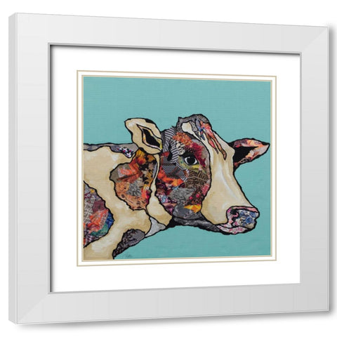 Farm Collage on Teal II White Modern Wood Framed Art Print with Double Matting by Ritter, Gina
