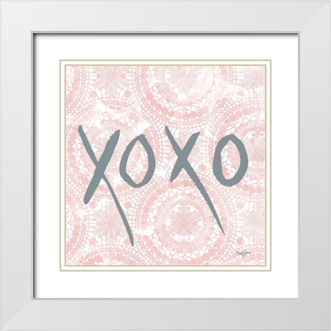 Boho XOXO White Modern Wood Framed Art Print with Double Matting by James, Nola