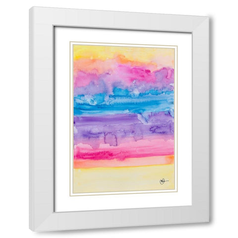 Color Party I White Modern Wood Framed Art Print with Double Matting by Papa, Kat
