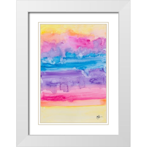 Color Party I White Modern Wood Framed Art Print with Double Matting by Papa, Kat