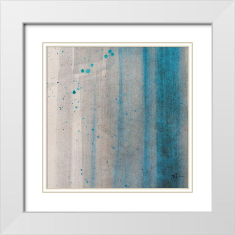 Rainfall Square White Modern Wood Framed Art Print with Double Matting by Papa, Kat