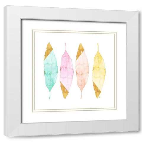 Four Feathers White Modern Wood Framed Art Print with Double Matting by James, Nola