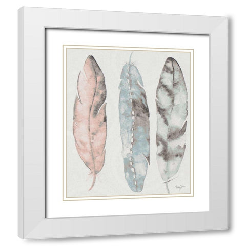 Three Feathers White Modern Wood Framed Art Print with Double Matting by James, Nola