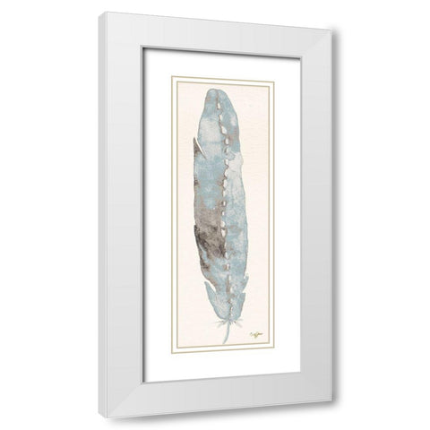Single Feather III White Modern Wood Framed Art Print with Double Matting by James, Nola