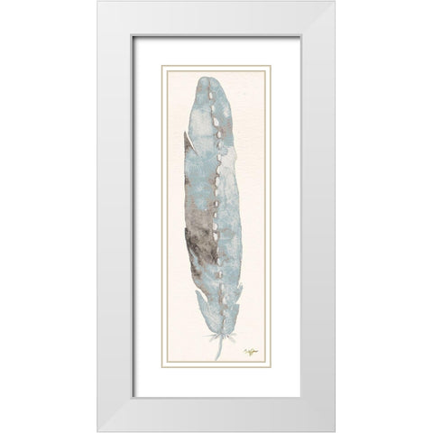 Single Feather III White Modern Wood Framed Art Print with Double Matting by James, Nola