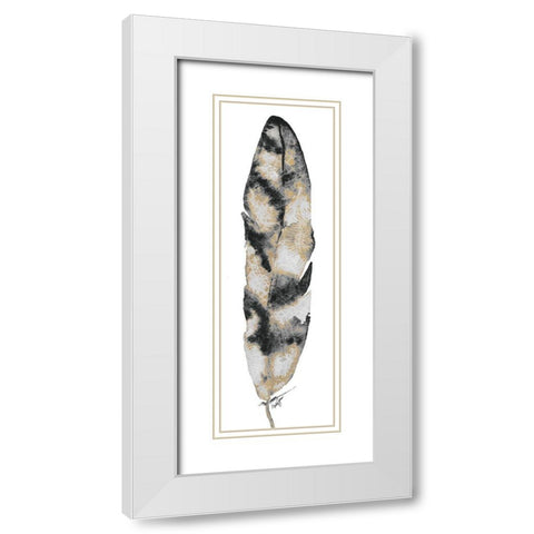 Black and Gold Feather White Modern Wood Framed Art Print with Double Matting by James, Nola