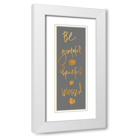 Grateful Thankful Blessed Panel White Modern Wood Framed Art Print with Double Matting by SD Graphics Studio