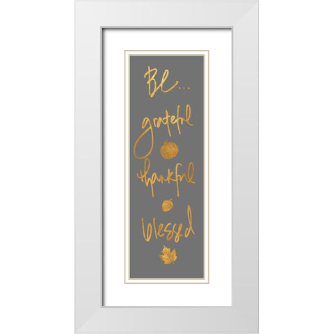 Grateful Thankful Blessed Panel White Modern Wood Framed Art Print with Double Matting by SD Graphics Studio