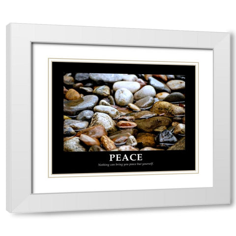 Peace White Modern Wood Framed Art Print with Double Matting by Peck, Gail