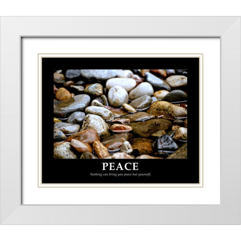 Peace White Modern Wood Framed Art Print with Double Matting by Peck, Gail