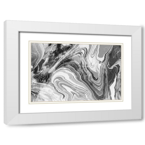 Marbling BW White Modern Wood Framed Art Print with Double Matting by Peck, Gail