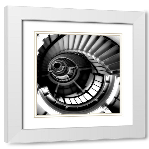 Spiral Staircase White Modern Wood Framed Art Print with Double Matting by Peck, Gail