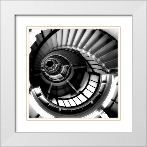 Spiral Staircase White Modern Wood Framed Art Print with Double Matting by Peck, Gail