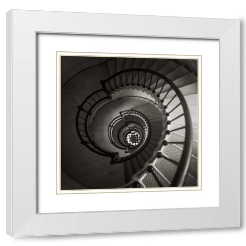 Lighthouse Staircase White Modern Wood Framed Art Print with Double Matting by Peck, Gail