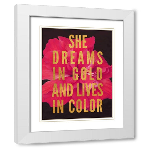 Dreams in Gold White Modern Wood Framed Art Print with Double Matting by Peck, Gail