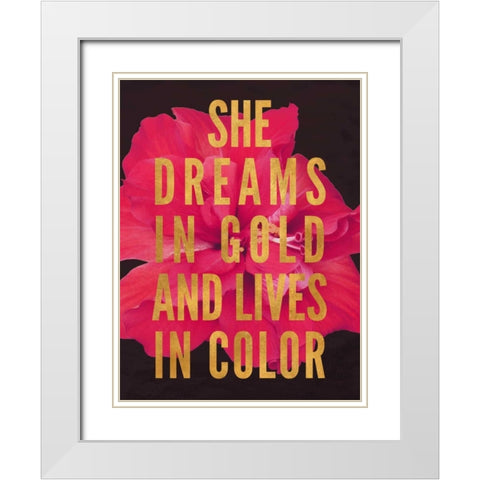 Dreams in Gold White Modern Wood Framed Art Print with Double Matting by Peck, Gail