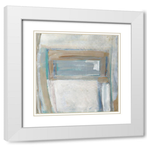 Grey Squares I White Modern Wood Framed Art Print with Double Matting by Pattinian, Merri