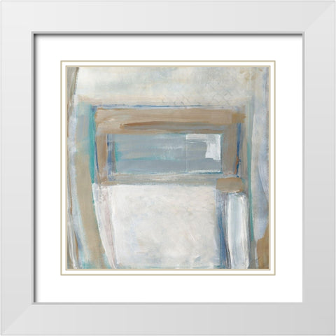 Grey Squares I White Modern Wood Framed Art Print with Double Matting by Pattinian, Merri