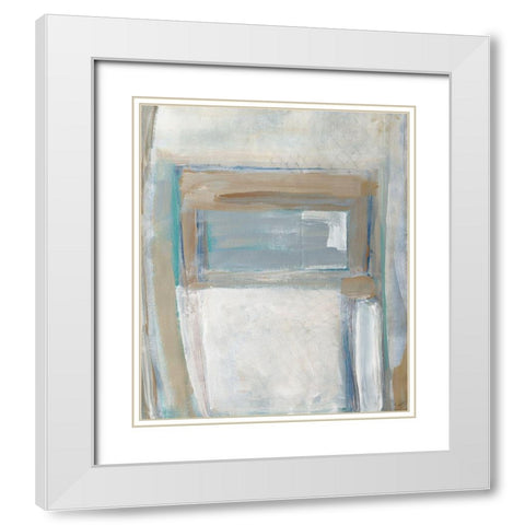 Grey Squares Rectangle I White Modern Wood Framed Art Print with Double Matting by Pattinian, Merri
