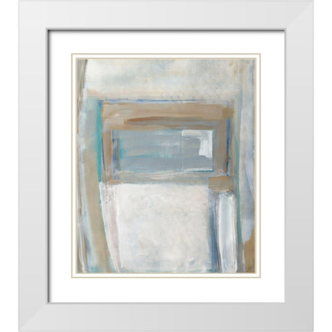 Grey Squares Rectangle I White Modern Wood Framed Art Print with Double Matting by Pattinian, Merri