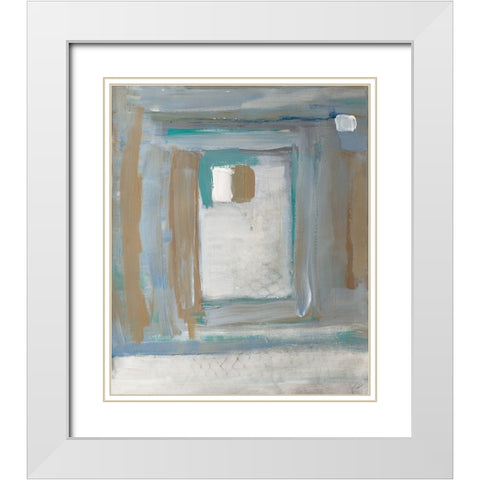 Grey Squares Rectangle II White Modern Wood Framed Art Print with Double Matting by Pattinian, Merri