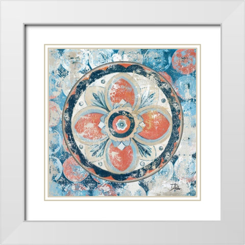 Old Portugese Hue on Circles White Modern Wood Framed Art Print with Double Matting by Pinto, Patricia