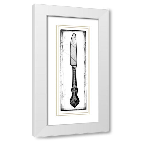 Bon Appetit Knife White Modern Wood Framed Art Print with Double Matting by Medley, Elizabeth