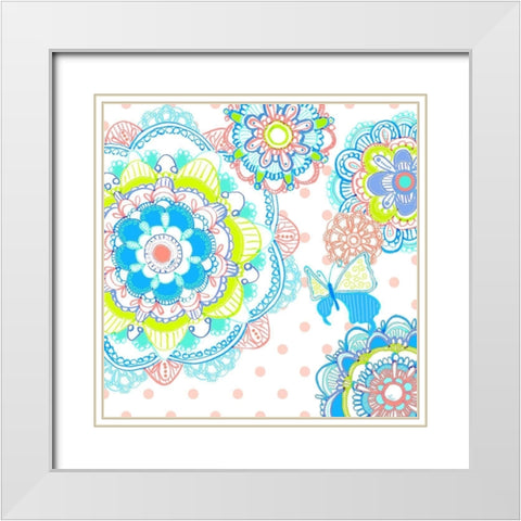 Mandala Butterfly Square White Modern Wood Framed Art Print with Double Matting by Metz, Andi