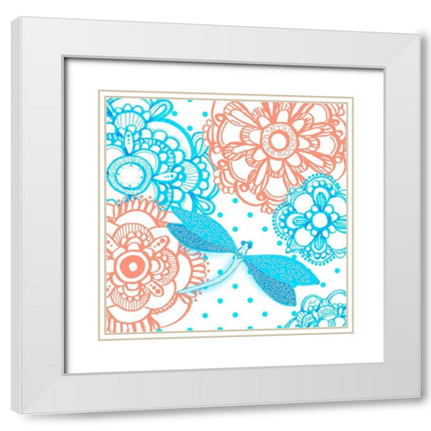 Mandala Dragonfly Square White Modern Wood Framed Art Print with Double Matting by Metz, Andi