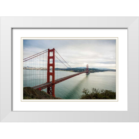 Golden Gate White Modern Wood Framed Art Print with Double Matting by Bill Carson Photography
