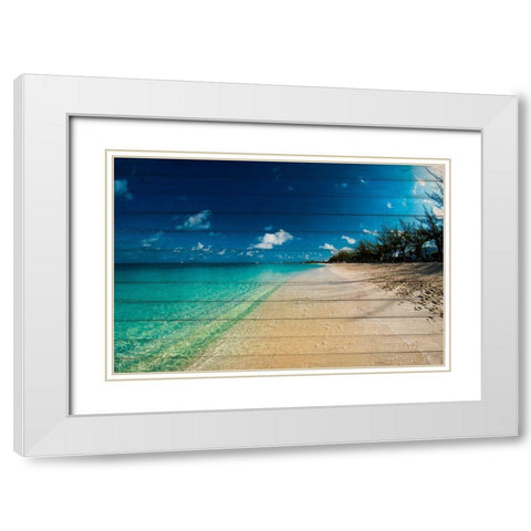 Cayman Islands Beach on Wood White Modern Wood Framed Art Print with Double Matting by Bill Carson Photography