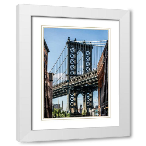 Manhattan Bridge White Modern Wood Framed Art Print with Double Matting by Bill Carson Photography