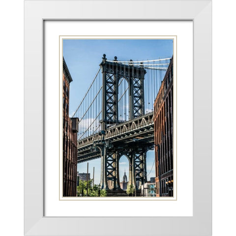 Manhattan Bridge White Modern Wood Framed Art Print with Double Matting by Bill Carson Photography