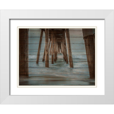 Pier on Wood II White Modern Wood Framed Art Print with Double Matting by Bill Carson Photography