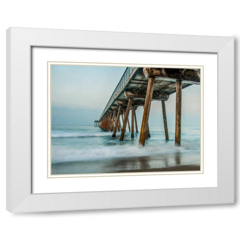 The Coastal Pier White Modern Wood Framed Art Print with Double Matting by Bill Carson Photography