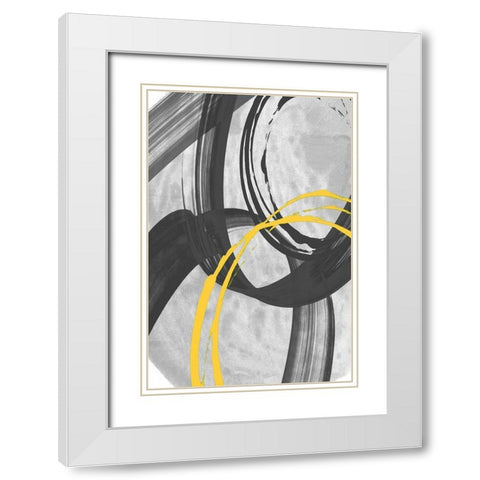 Grey Winds Abstract White Modern Wood Framed Art Print with Double Matting by Meneely, Dan