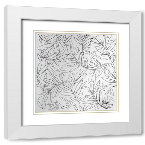 Leaves and Branches White Modern Wood Framed Art Print with Double Matting by Pinto, Patricia
