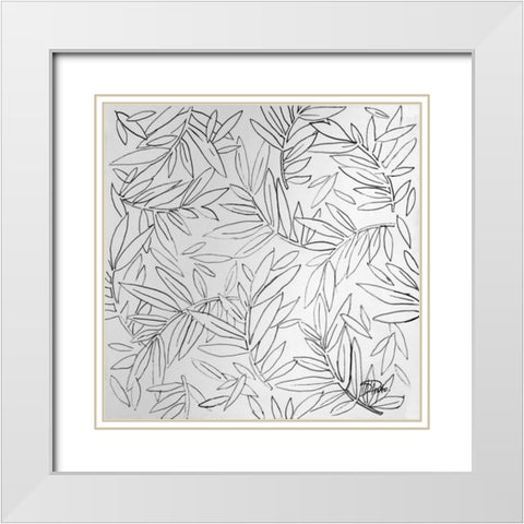 Leaves and Branches White Modern Wood Framed Art Print with Double Matting by Pinto, Patricia