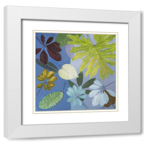 Blue Garden I White Modern Wood Framed Art Print with Double Matting by Pinto, Patricia