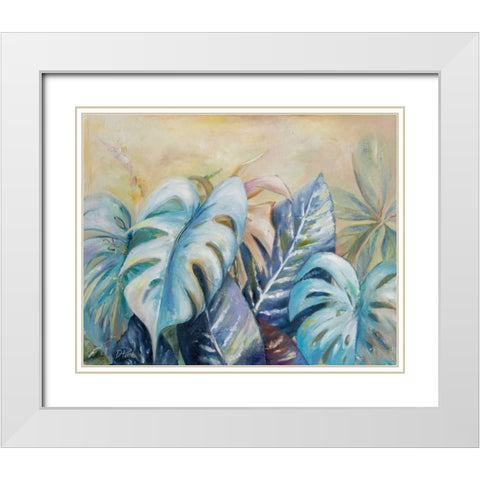 Blue Plants I White Modern Wood Framed Art Print with Double Matting by Pinto, Patricia