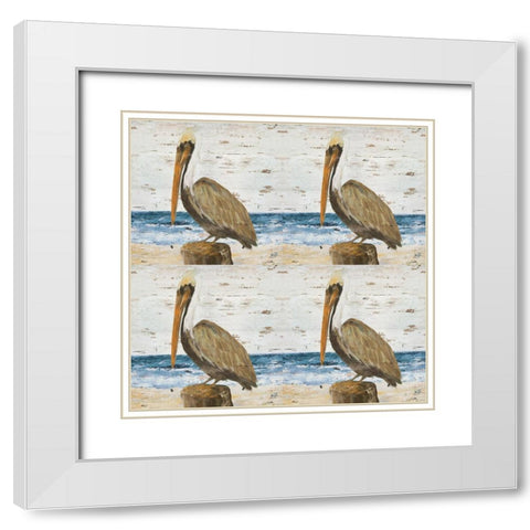 Pelican Square-4 Up White Modern Wood Framed Art Print with Double Matting by DeRice, Julie