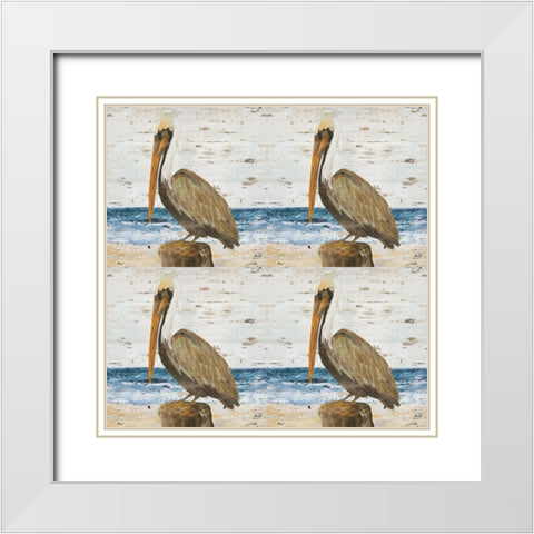 Pelican Square-4 Up White Modern Wood Framed Art Print with Double Matting by DeRice, Julie