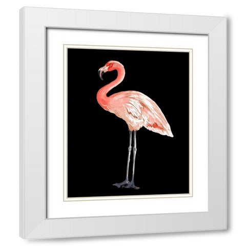 Flamingo on Black I White Modern Wood Framed Art Print with Double Matting by Pinto, Patricia