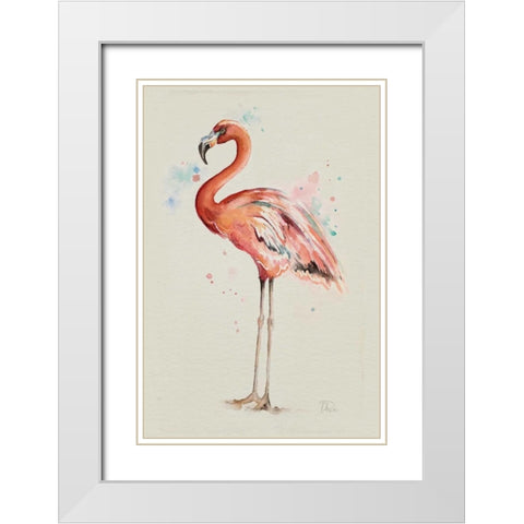 Flamingo in Shape White Modern Wood Framed Art Print with Double Matting by Pinto, Patricia