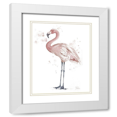 Flamingo Stand I White Modern Wood Framed Art Print with Double Matting by Pinto, Patricia