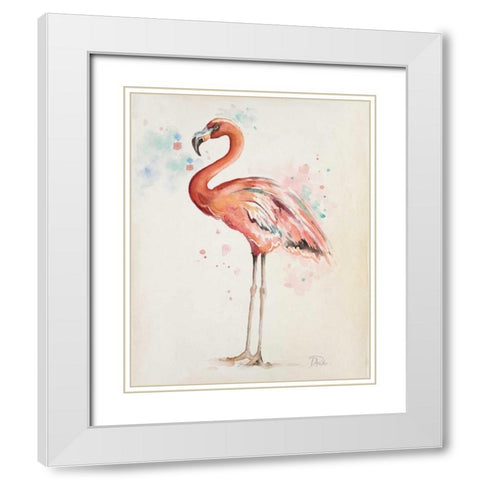 Flamingo I White Modern Wood Framed Art Print with Double Matting by Pinto, Patricia