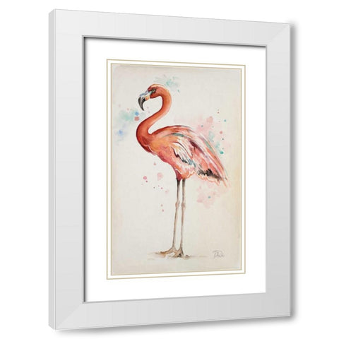 Flamingo I White Modern Wood Framed Art Print with Double Matting by Pinto, Patricia