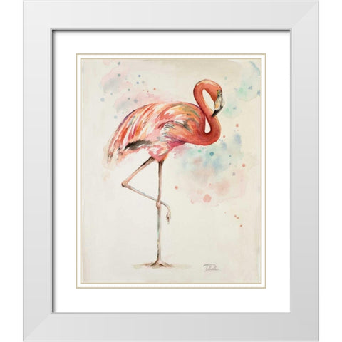 Flamingo II White Modern Wood Framed Art Print with Double Matting by Pinto, Patricia