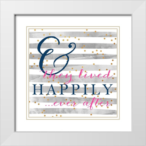 Happily Ever After White Modern Wood Framed Art Print with Double Matting by SD Graphics Studio