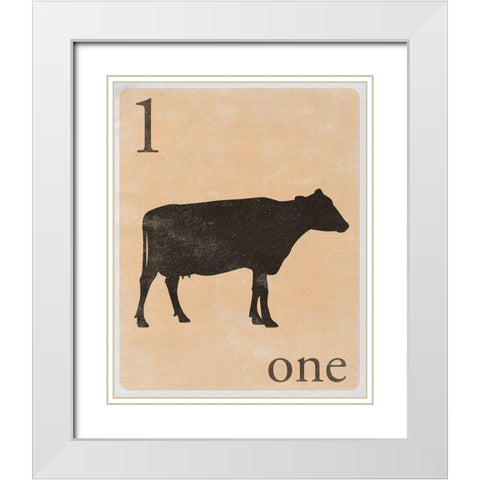 Count by Farm Animals I White Modern Wood Framed Art Print with Double Matting by SD Graphics Studio